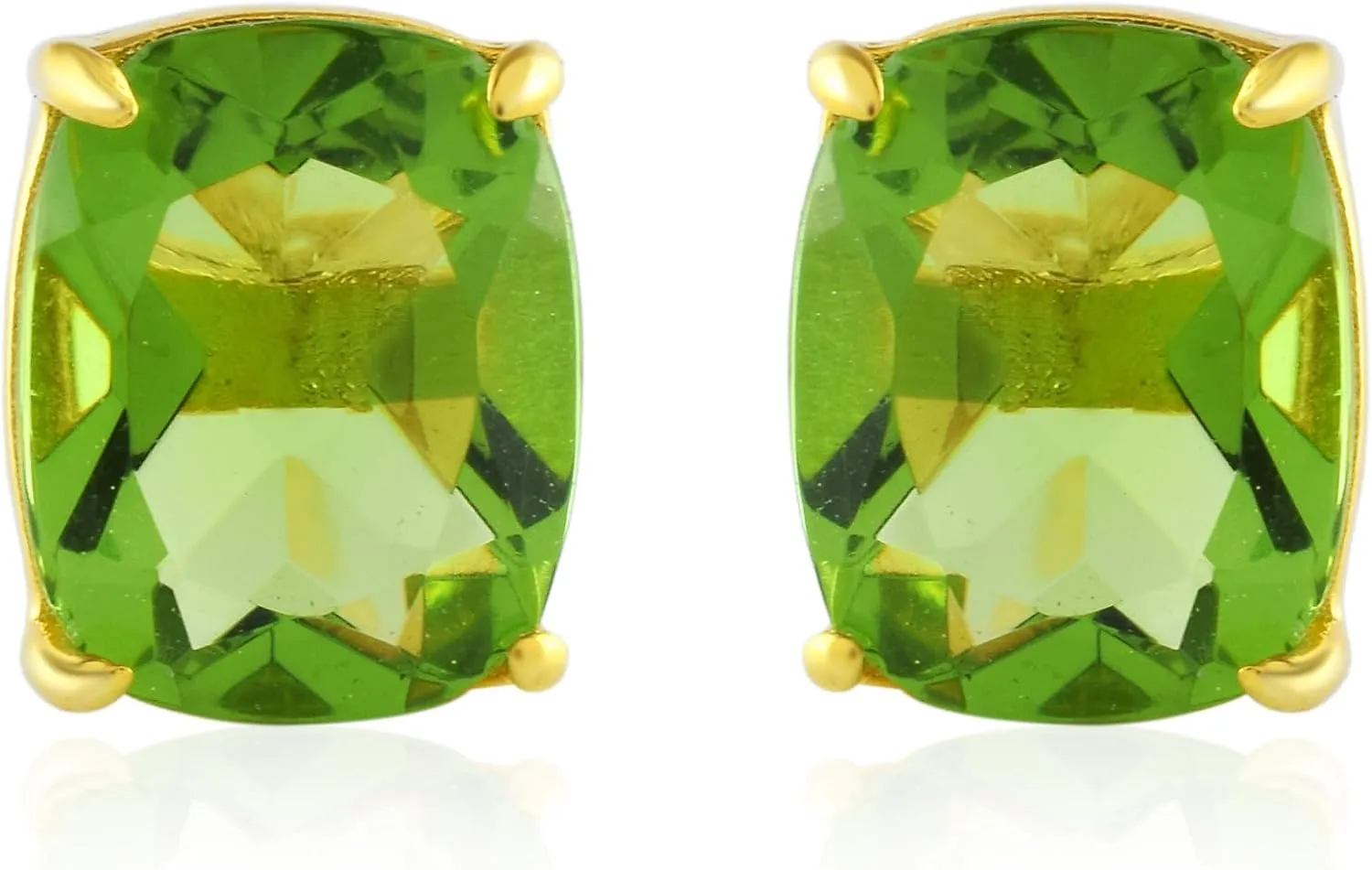 Women's 8x10 Cushion Princess Cut Gemstone 18k Gold Plated Gemstone Stud Earrings - Birthstone Stud for Her