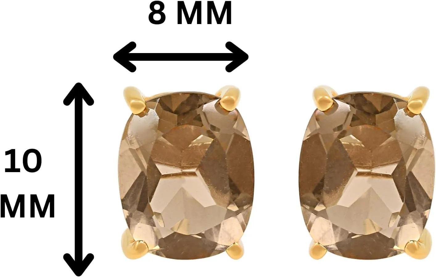 Women's 8x10 Cushion Princess Cut Gemstone 18k Gold Plated Gemstone Stud Earrings - Birthstone Stud for Her