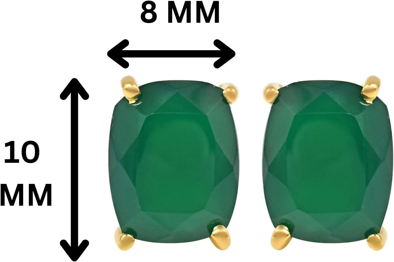 Women's 8x10 Cushion Princess Cut Gemstone 18k Gold Plated Gemstone Stud Earrings - Birthstone Stud for Her