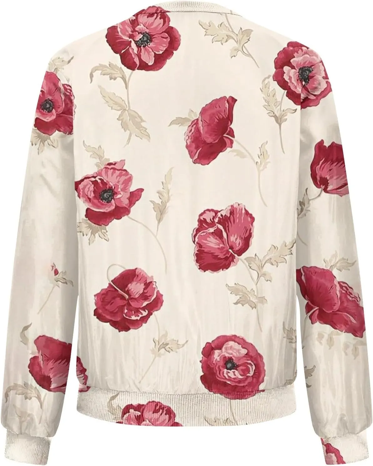 Women's Bomber Jacket Long Sleeve Casual Coat Zip Up Outerwear Windbreaker with Pockets