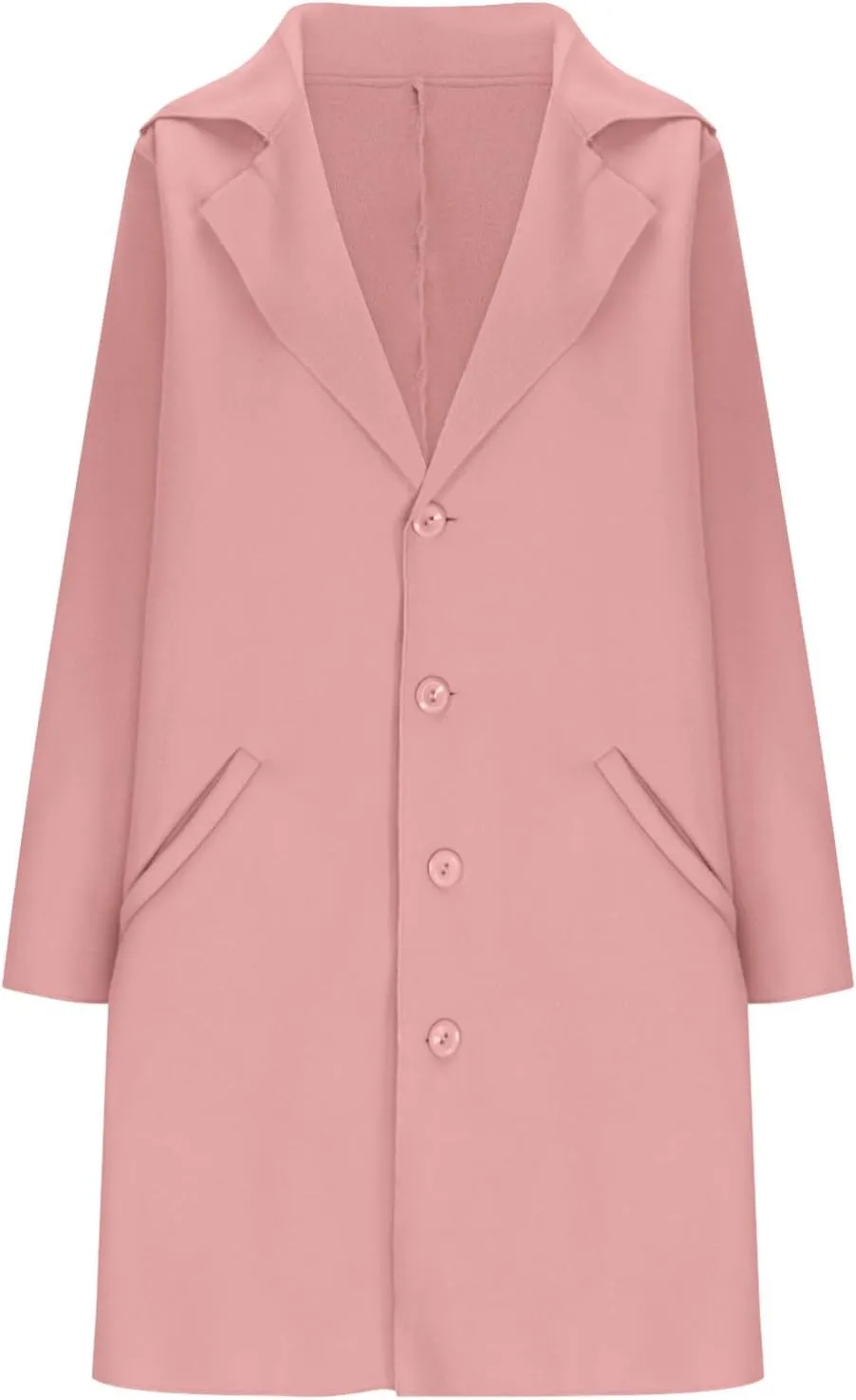 Womens Casual Long Sleeve Wool Blend Pea Coat Classic Winter Notched Lapel Collar Warm Midi Jacket Trench Coats