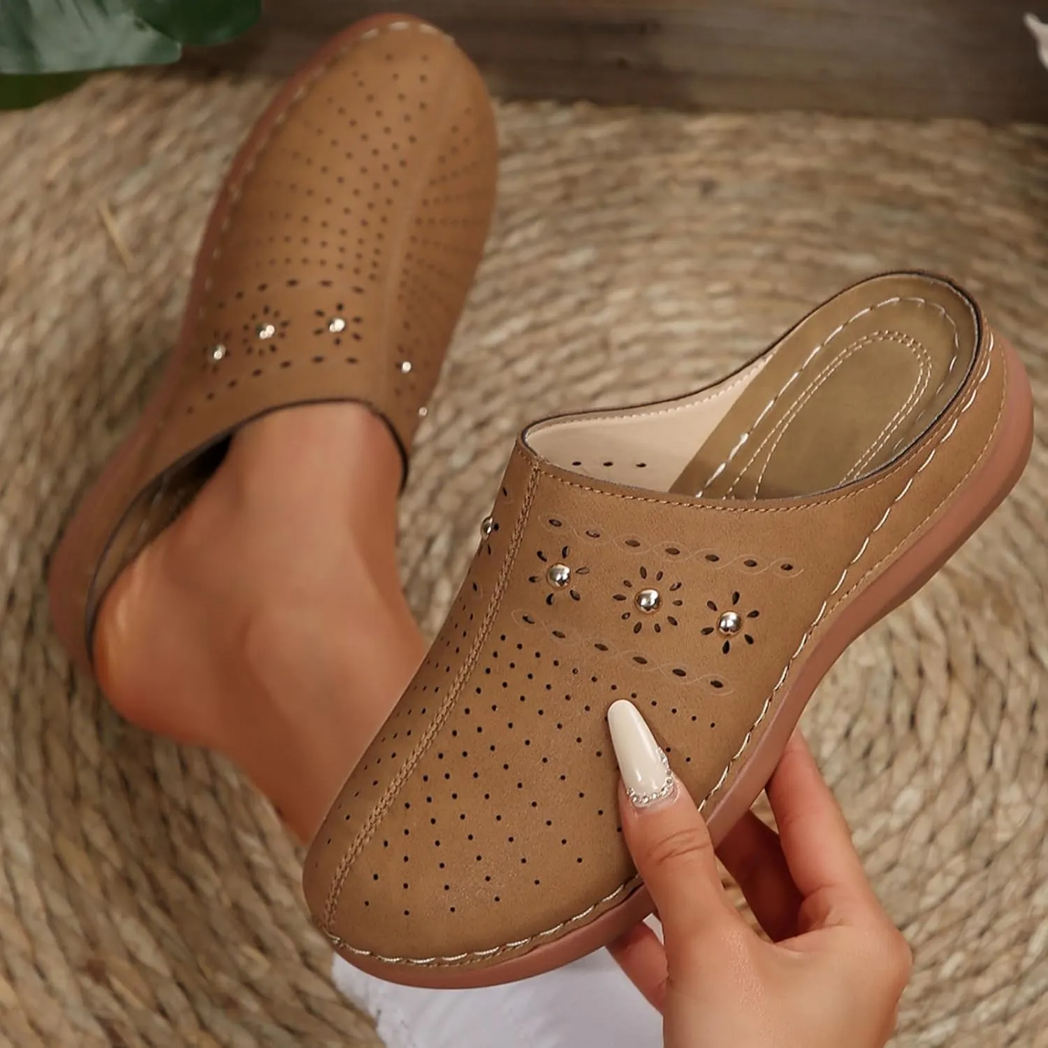 Womens Clogs Mules Arch Support Slip On Closed Toe Wedge Sandals Summer Comfortable Backless Casual Beach Walking Shoes