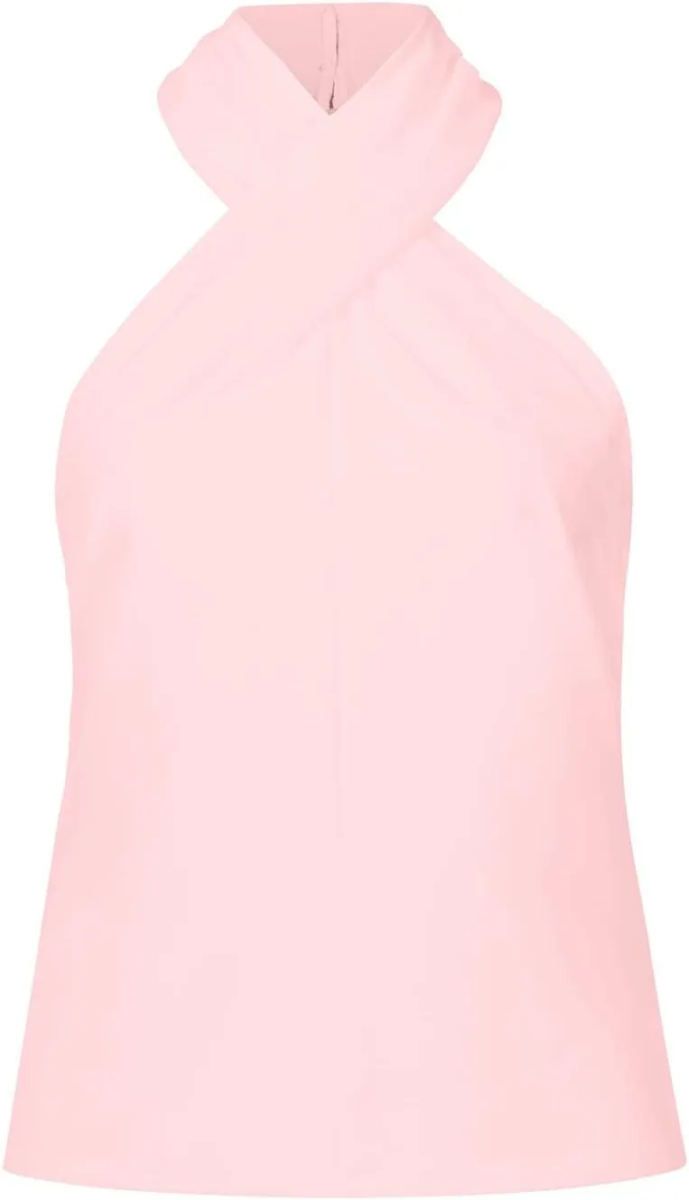 Womens Criss Cross Halter Tops Summer Sleeveless Sexy Casual Lightweight Tank Top Backless Trendy Cami Blouses