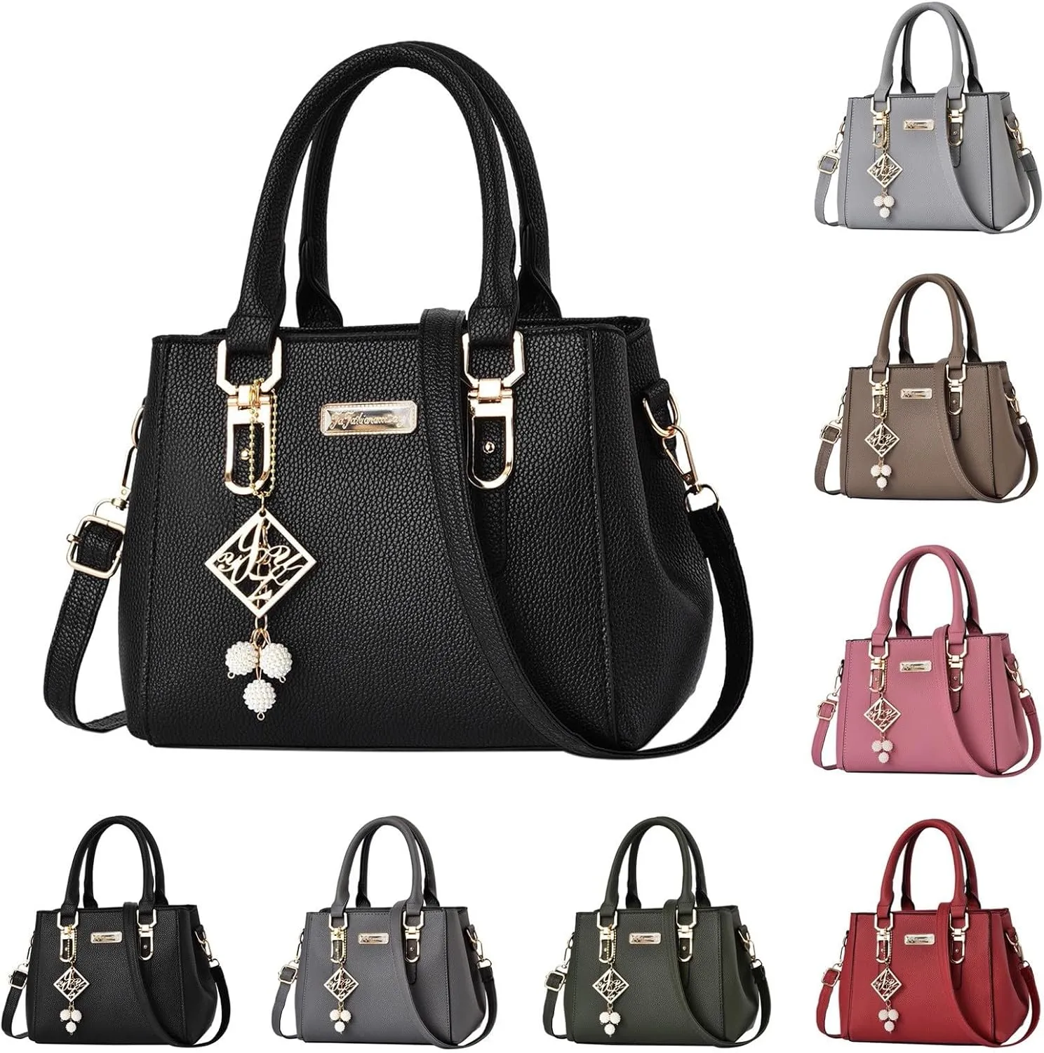 Womens Handbags PU Leather Zipper Tote Bag Purse Roomy Trendy Top Handle Satchel Messenger Shoulder Bags