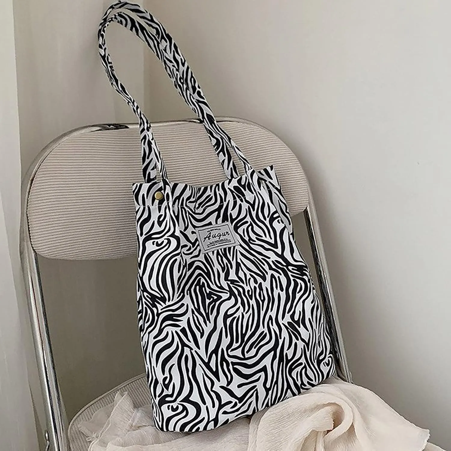 Women's Korean Version Cow Butterfly Printed Shoulder Bags Student Retro Canvas Bag Canvas Shoulder Bag (C, One Size)