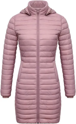 Women's Lightweight Puffer Jackets Winter Warm Long Sleeve Zip Quilted Padded Jacket Plus Size Down Jackets With Hood