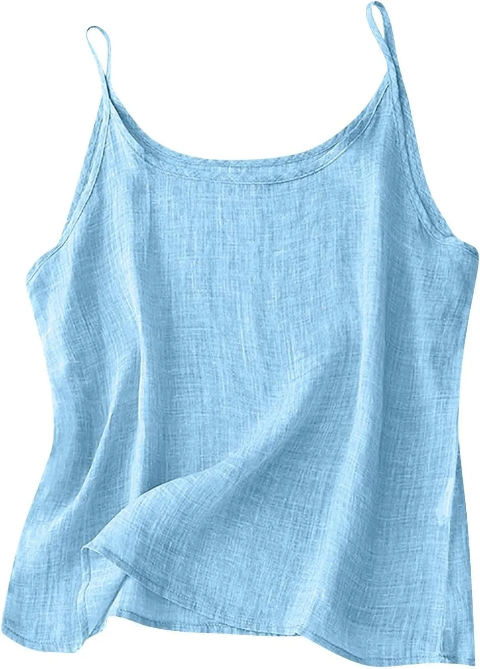 Womens Linen Tank Top Sleeveless Spaghetti Strap Top Casual Solid Color Tops Dressy Fashion Tops Summer Flowy Tank Top