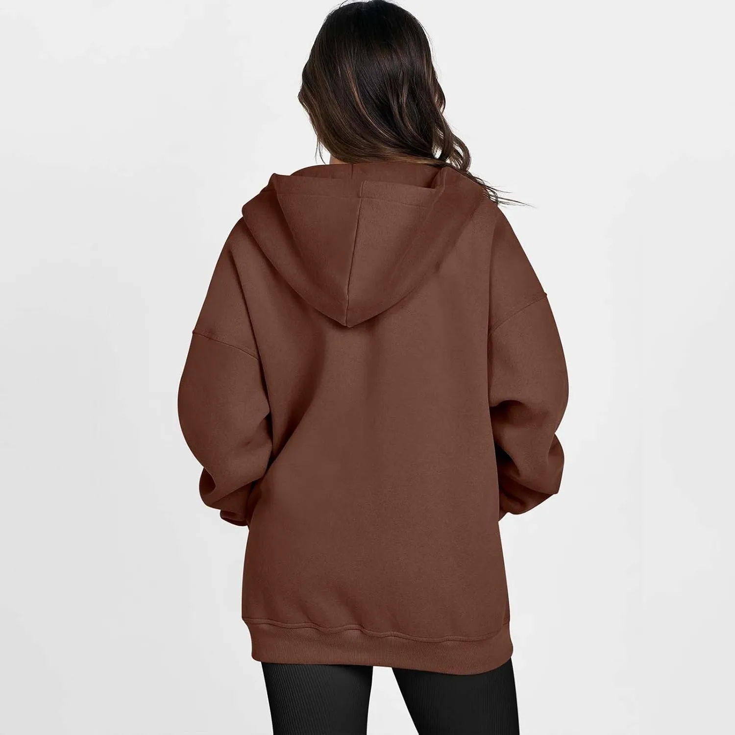 Women's Oversized Zip Up Hoodies Fleece Jacket Casual 2024 Fall Winter Hooded Sweatshirts Drawstring Y2K Hoodie