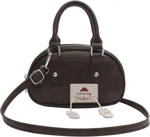 Women's Retro Mini Bowling Bags and Handbags,Female Purses Quilted Versatile Crossbody Bags Satchel Bags Dark Brown