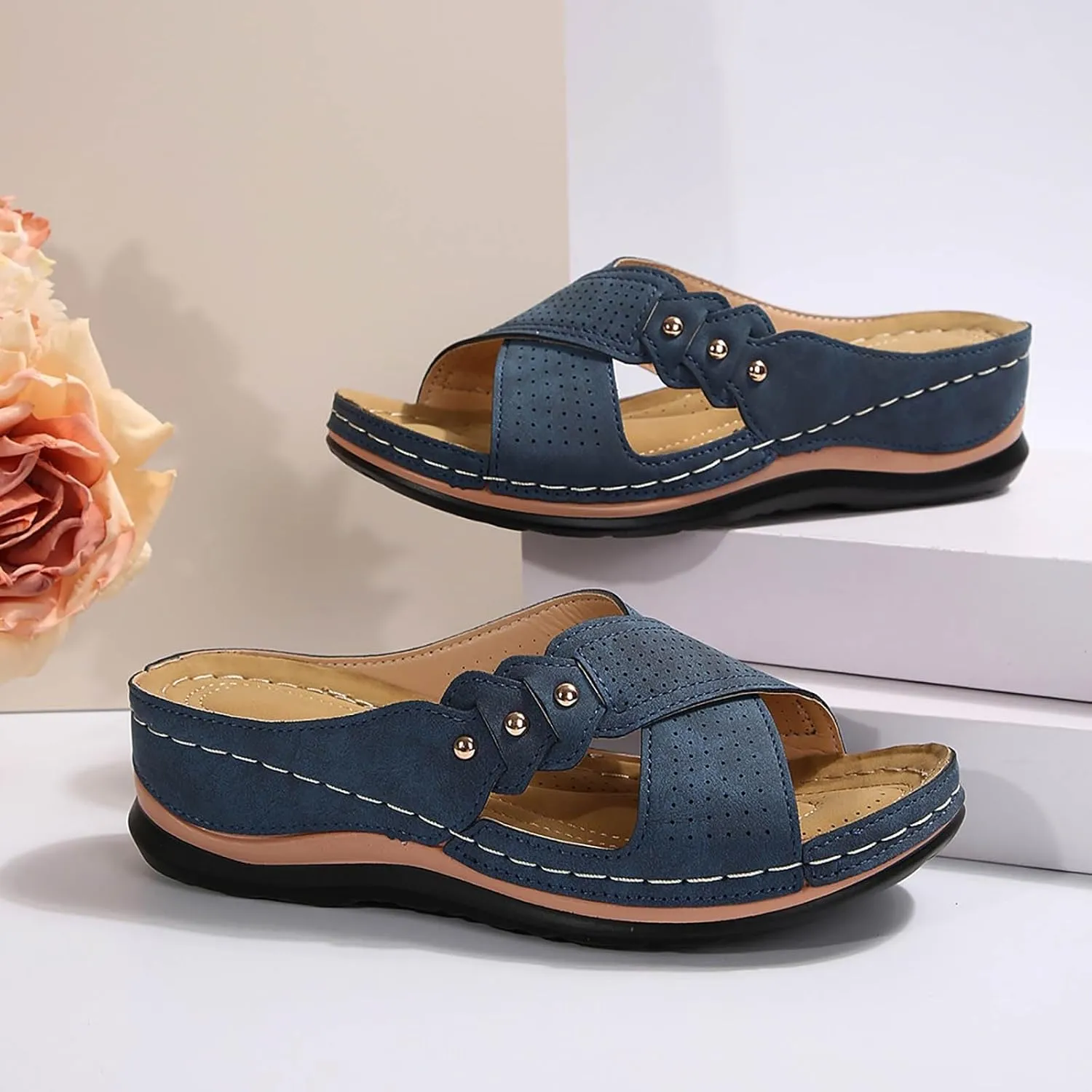 Womens Sandals Wedge Comfortable Slippers Orthopedic Wedge Sandalias Slip on Platform Sandals Beach Shoes2