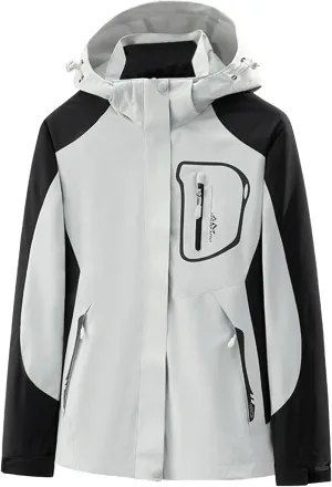 Womens Ski Jackets Waterproof Fleece Snow Coat 3 in 1 Snowboarding Jacket Winter Warm Patchwork Windbreaker Raincoat