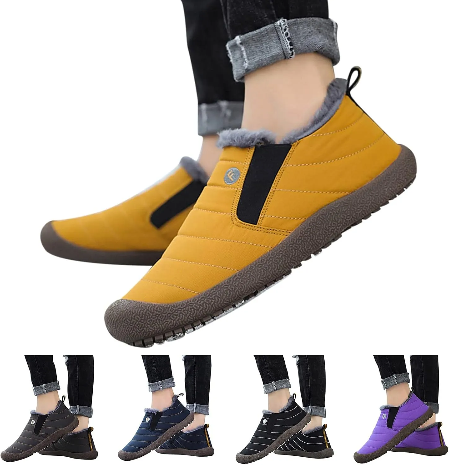 Womens Snow Boots Slip ons Women's Waterproof Winter Snow Boots Women's Black Leather Winter Boots Outdoor Boots Women Warm Botas Para La Nieve Para Mujer