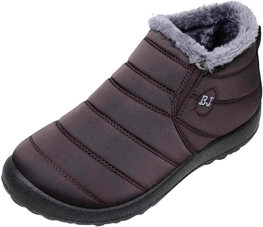 Womens Snow Boots Waterproof Insulated Hiking Womens Waterproof Snow Boots Slip on Furry Winter Boots Woman Winter Leather Knee High Winter Boots Botas Impermeables Para Mujeres