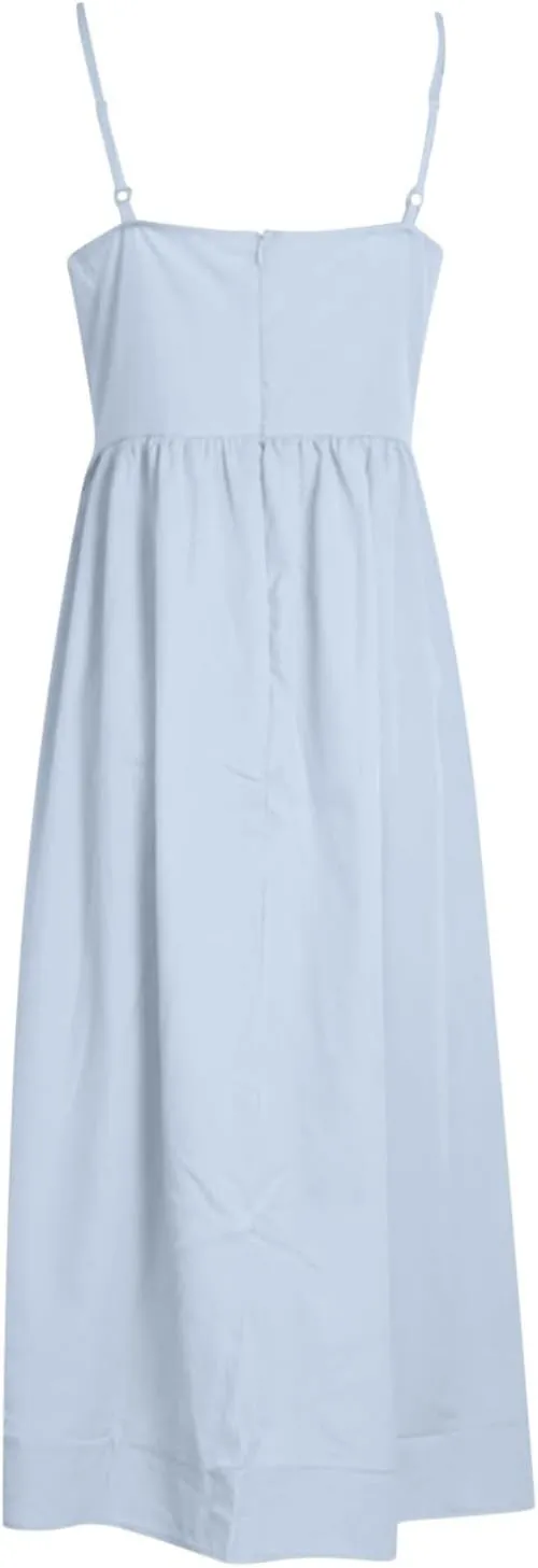 Womens Summer Dresses 2025 Sleeveless Flowy Pleated A Line Beach Vacation Sundress Fashion Spaghetti Strap Dresses