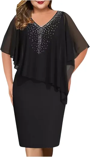 Women's Summer Dresses Mini Sexy Wrap Dresses Irregular Short Sleeve V-Neck Dress Beach Dresses, S-5XL