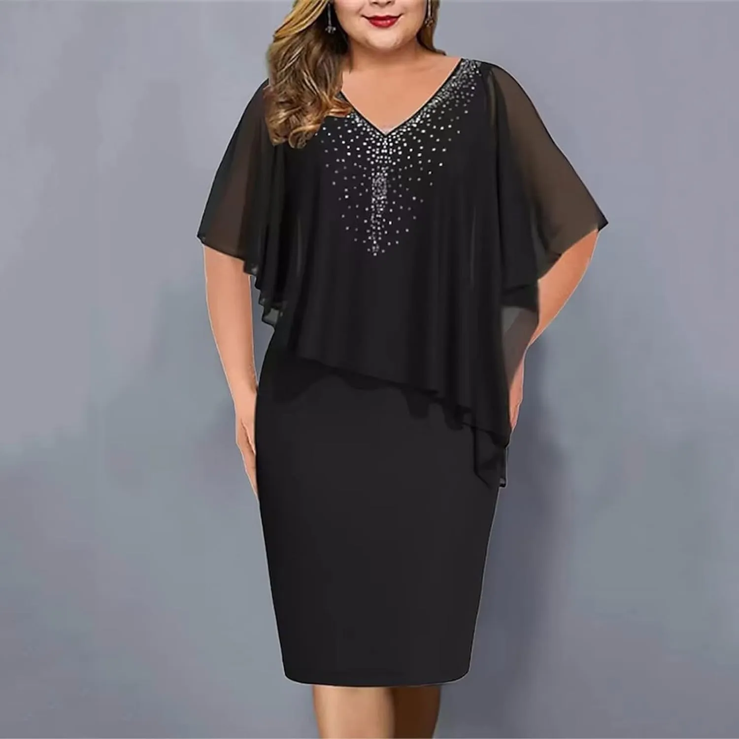 Women's Summer Dresses Mini Sexy Wrap Dresses Irregular Short Sleeve V-Neck Dress Beach Dresses, S-5XL