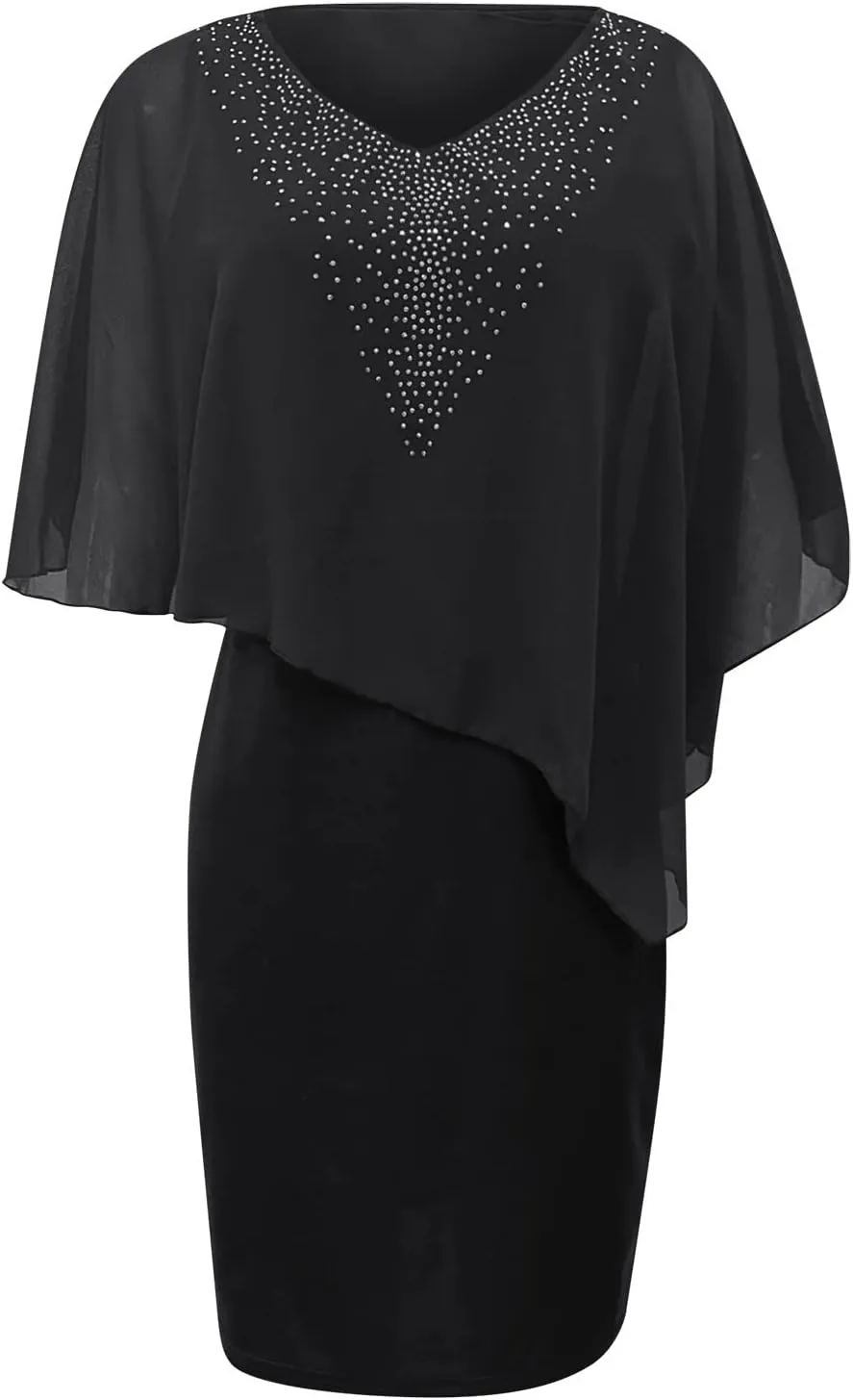 Women's Summer Dresses Mini Sexy Wrap Dresses Irregular Short Sleeve V-Neck Dress Beach Dresses, S-5XL