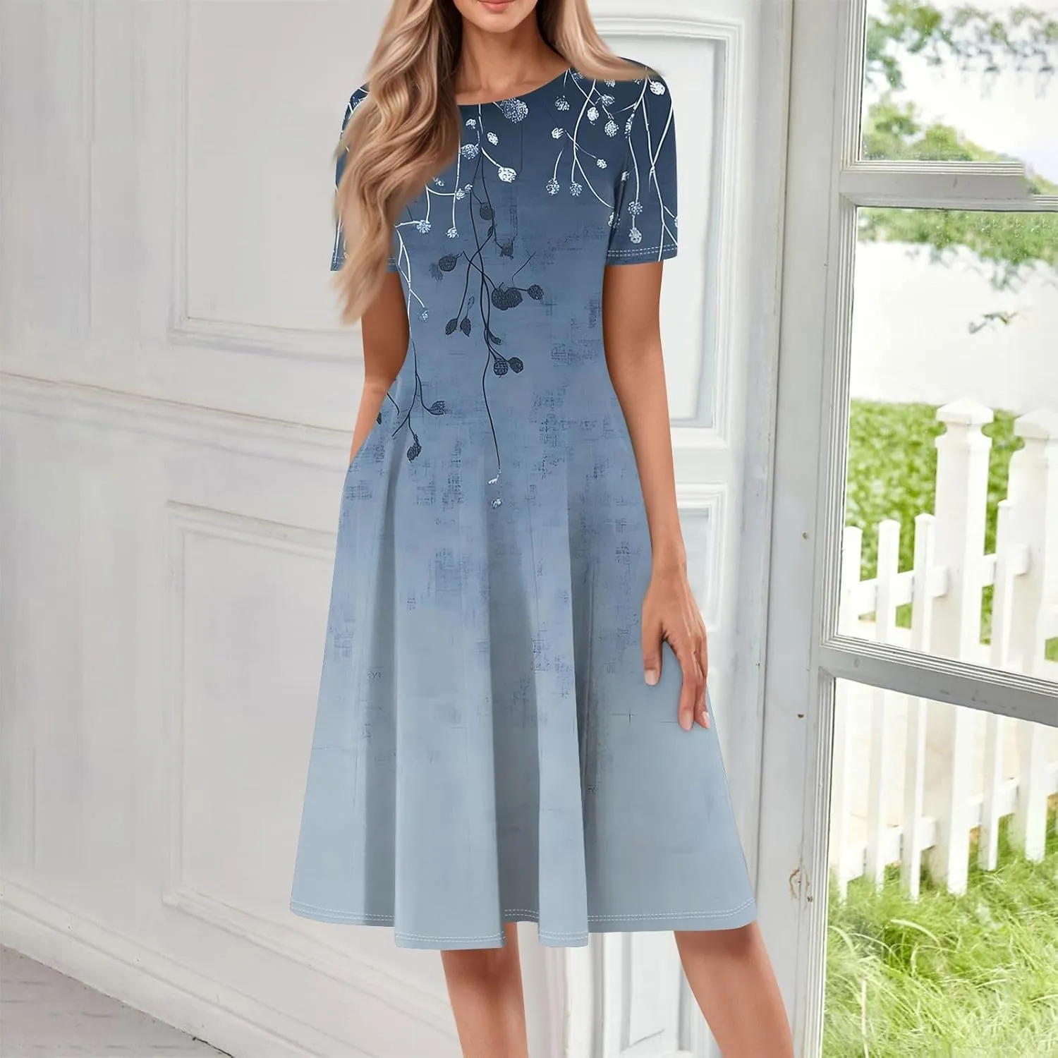 Womens Summer Travel Dress 2025 Short Sleeve Midi Work Casual Teacher Outfits