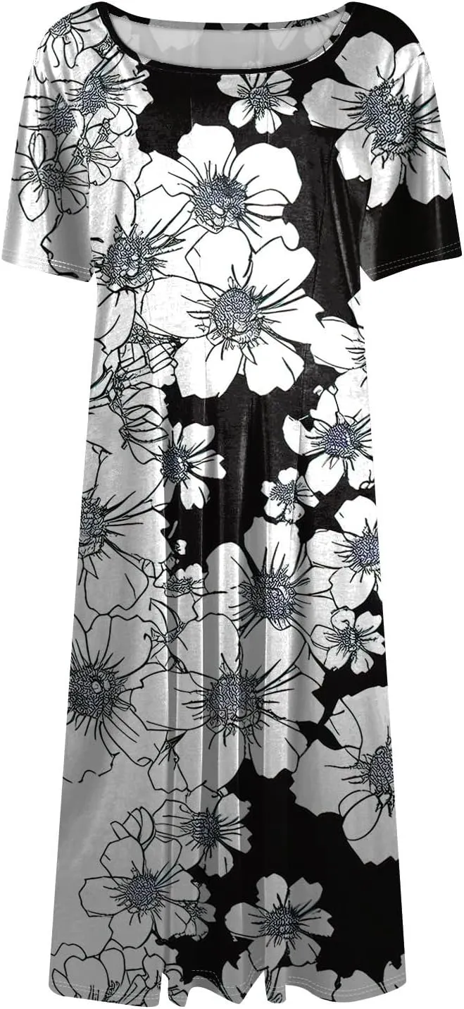 Womens Summer Travel Dress 2025 Short Sleeve Midi Work Casual Teacher Outfits