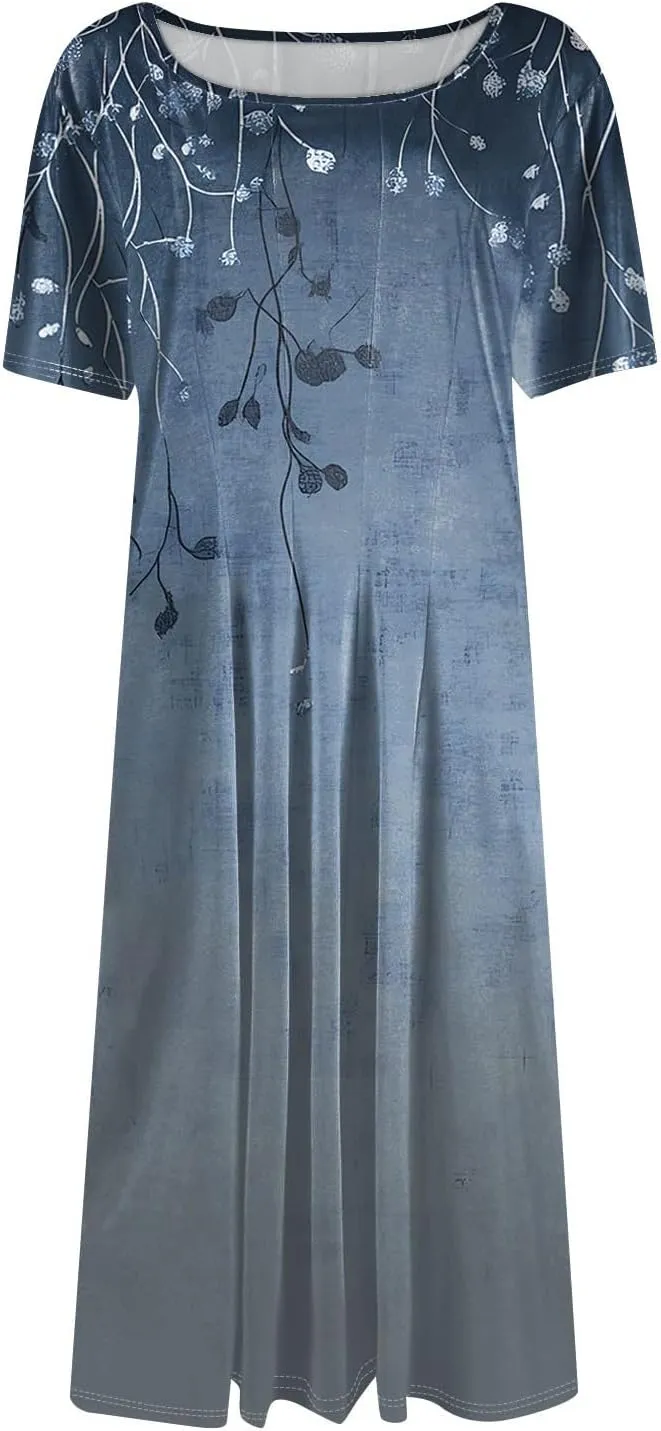 Womens Summer Travel Dress 2025 Short Sleeve Midi Work Casual Teacher Outfits