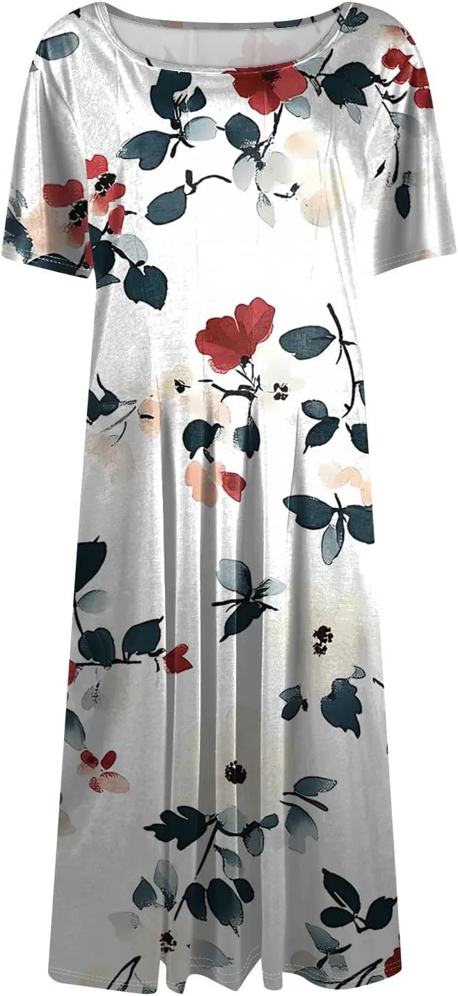 Womens Summer Travel Dress 2025 Short Sleeve Midi Work Casual Teacher Outfits