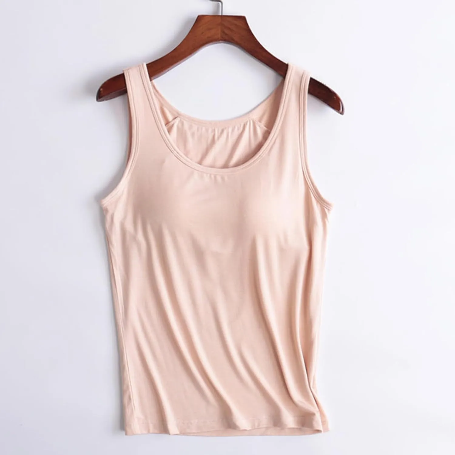 Womens Tank Top Built in Padded Bra Workout Yoga Top Athletic Crew Neck Tanks Sleeveless Fitted Basic Camisole Shirts