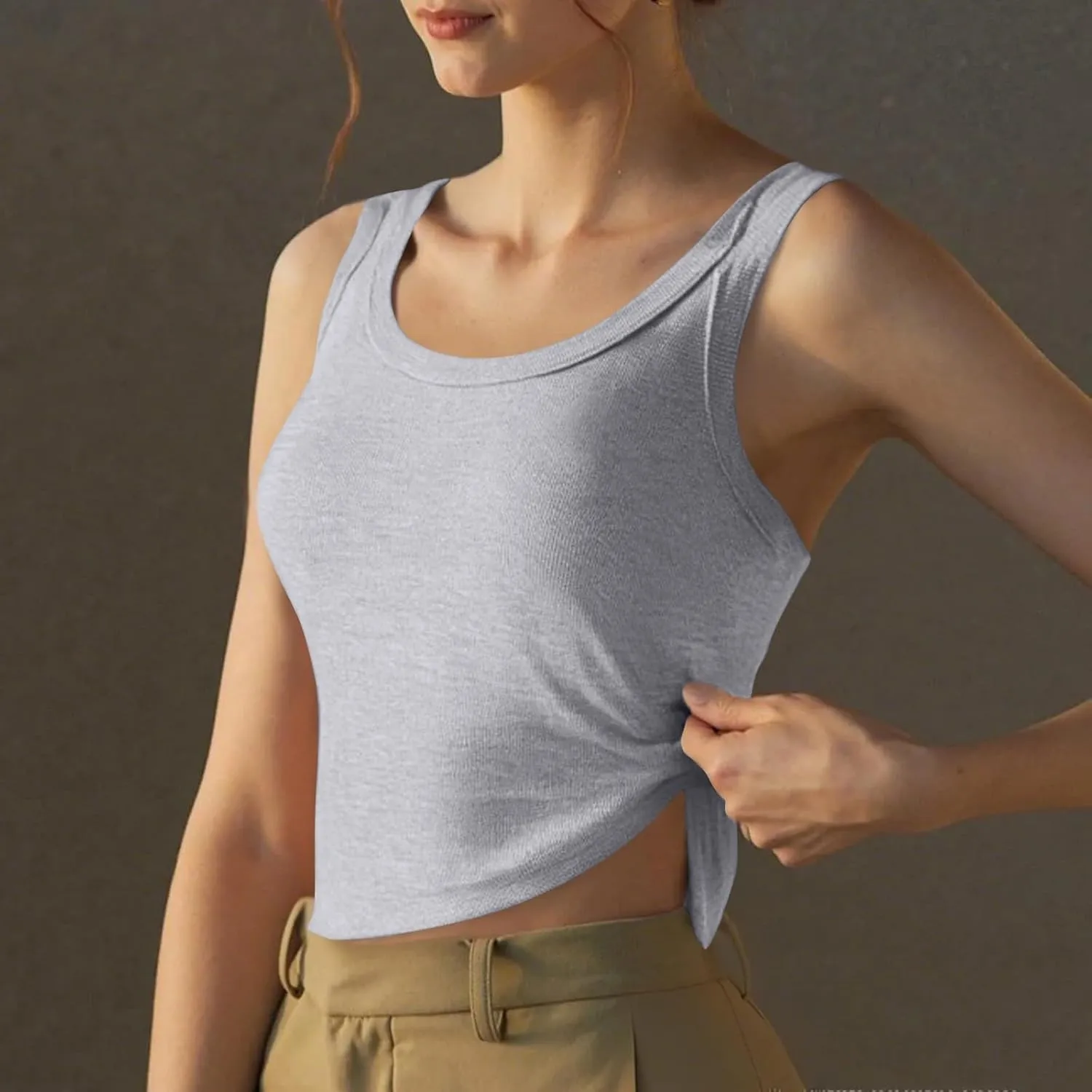 Womens Tank Tops with Built in Bra Workout Yoga Gym Cami Square Neck Sleeveless Low Cut Corset Sexy Under Wear Pajama