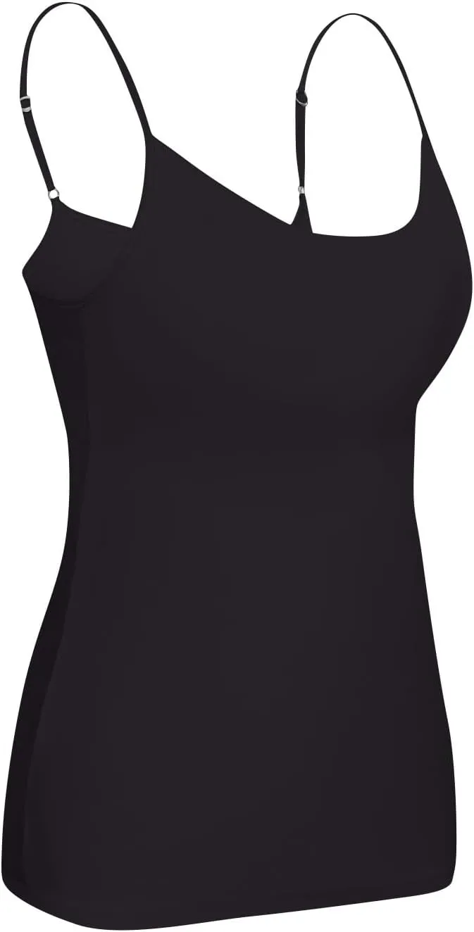 Womens Tank Tops with Built in Bras Adjustable Spaghetti Strap Cami Tops Workout Shelf Bra Tank Top Basic Undershirts