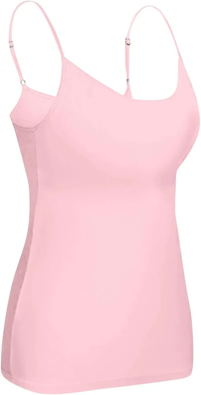 Womens Tank Tops with Built in Bras Adjustable Spaghetti Strap Cami Tops Workout Shelf Bra Tank Top Basic Undershirts