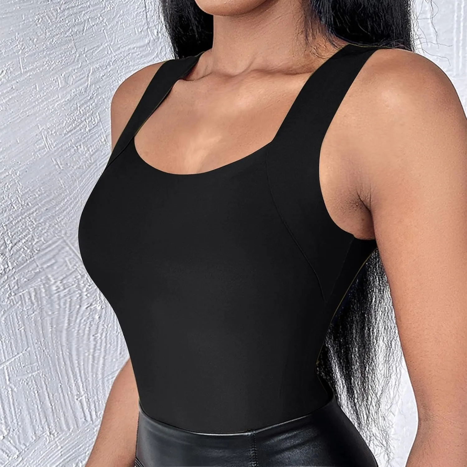 Women's Tank Tops with Built in Bras Athletic Tanks Square Neck Tight Vest Fitness Yoga Workout Running Camisole
