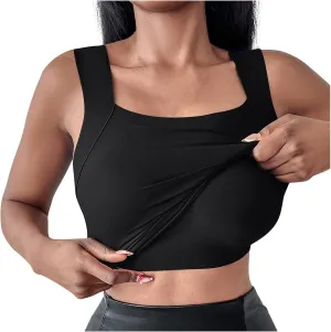 Women's Tank Tops with Built in Bras Athletic Tanks Square Neck Tight Vest Fitness Yoga Workout Running Camisole