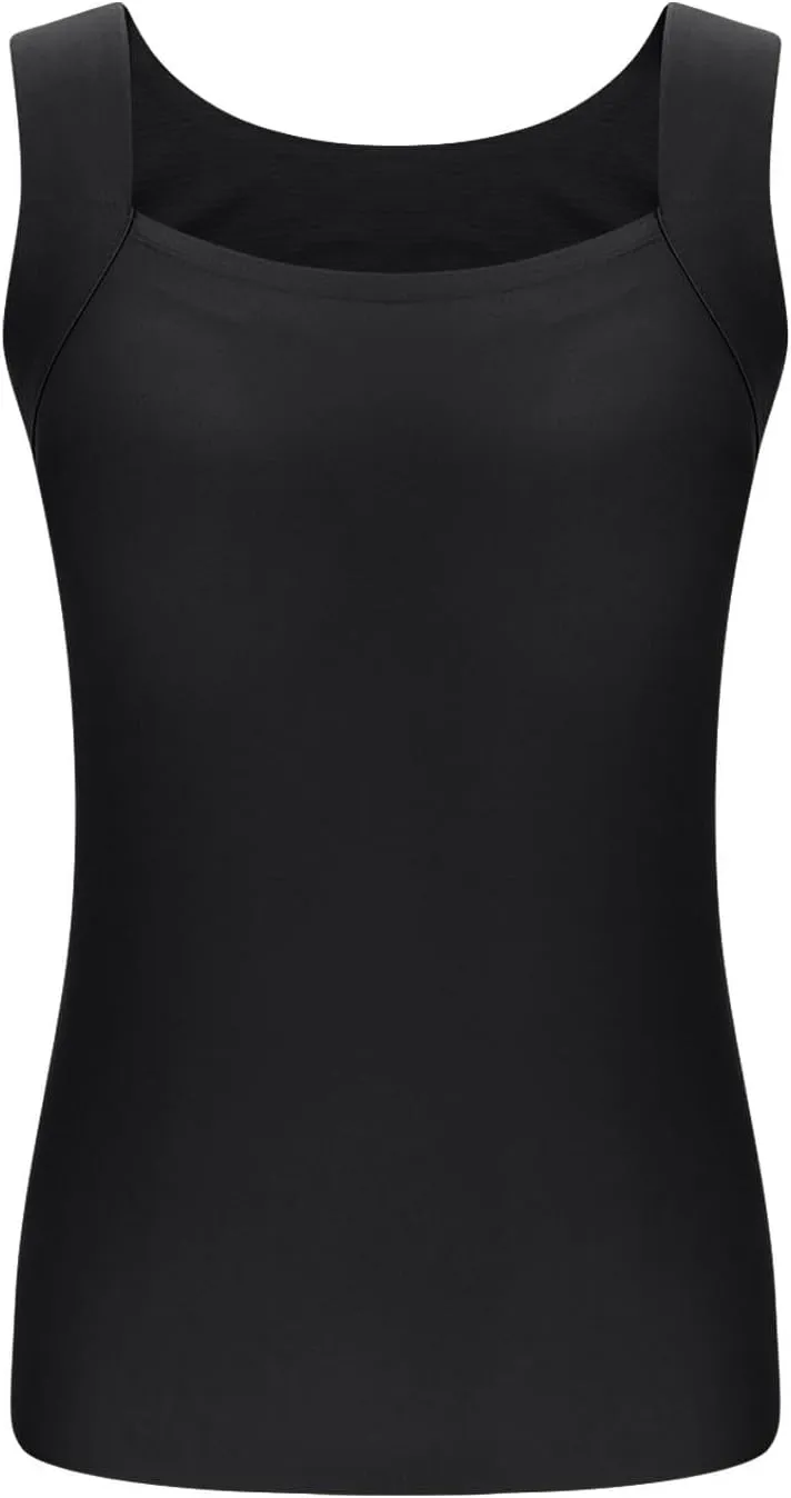 Women's Tank Tops with Built in Bras Athletic Tanks Square Neck Tight Vest Fitness Yoga Workout Running Camisole