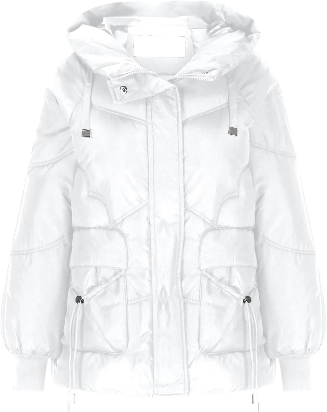 Womens Winter Padded Jacket Casual Hooded Puffer Jackets Zip Up Quilted Warm Outerwear Plain Down Coats