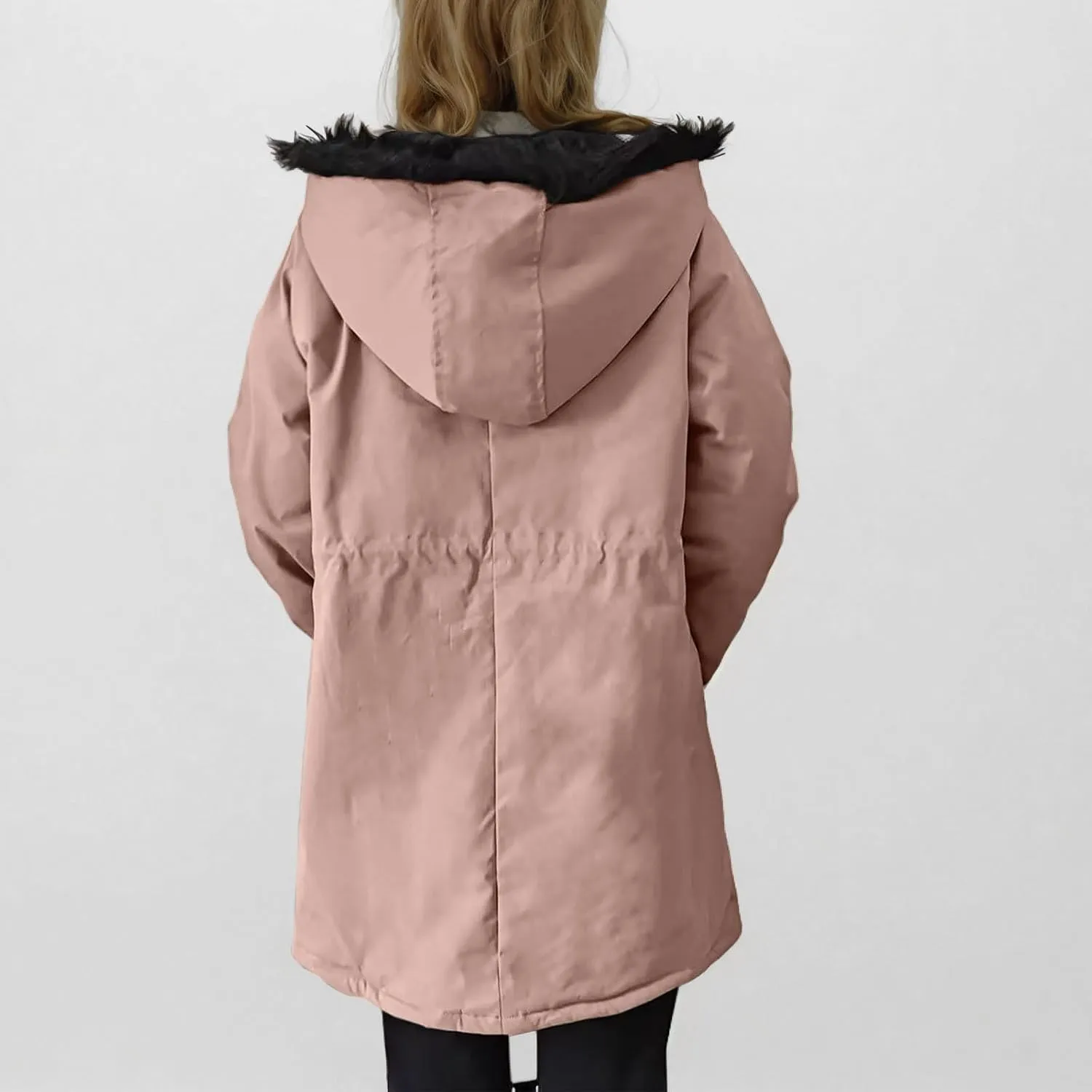 Women's Winter Windproof Parka Coats Warm Puffer Down Jackets Quilted Military Anorak Trench Coats With Faux Fur Hood