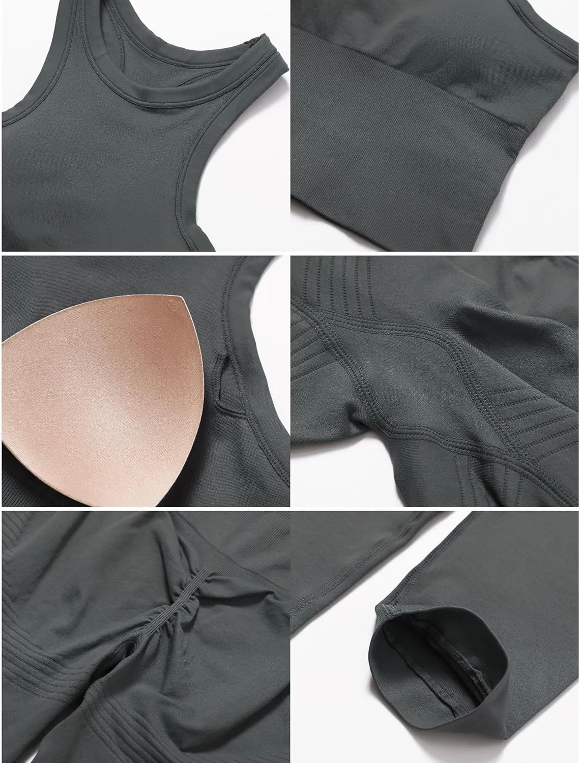 Womens Workout Sets Two Piece Racer-back Tank Top Matching High Waist Leggings Sets Gym Outfits Work Out Clothes