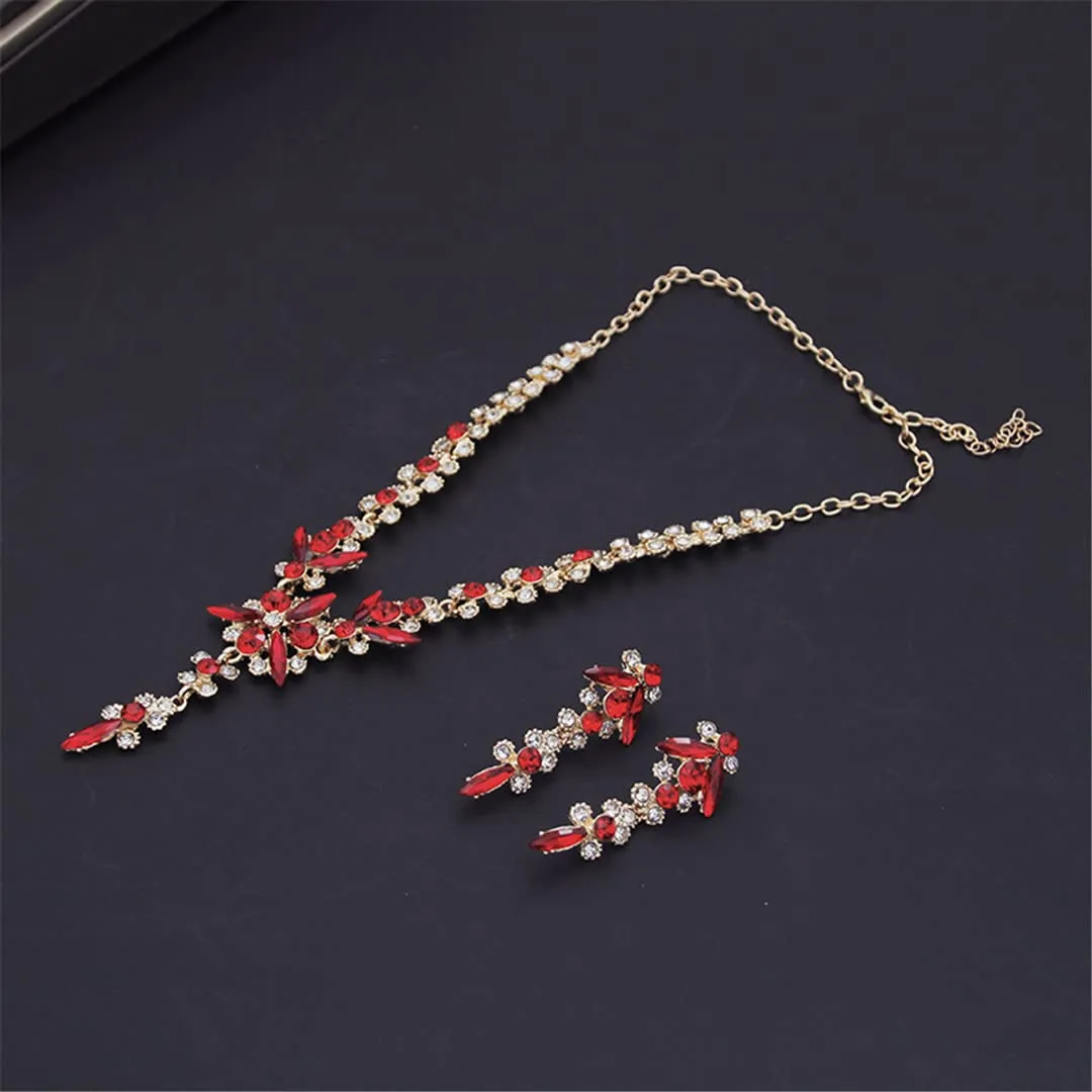 Wvapzxx Crystal Bridal Jewelry Sets For Women Wedding Earring Necklace Set Bride Jewelry Sets Costume Accessories