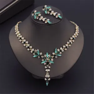Wvapzxx Crystal Bridal Jewelry Sets For Women Wedding Earring Necklace Set Bride Jewelry Sets Costume Accessories