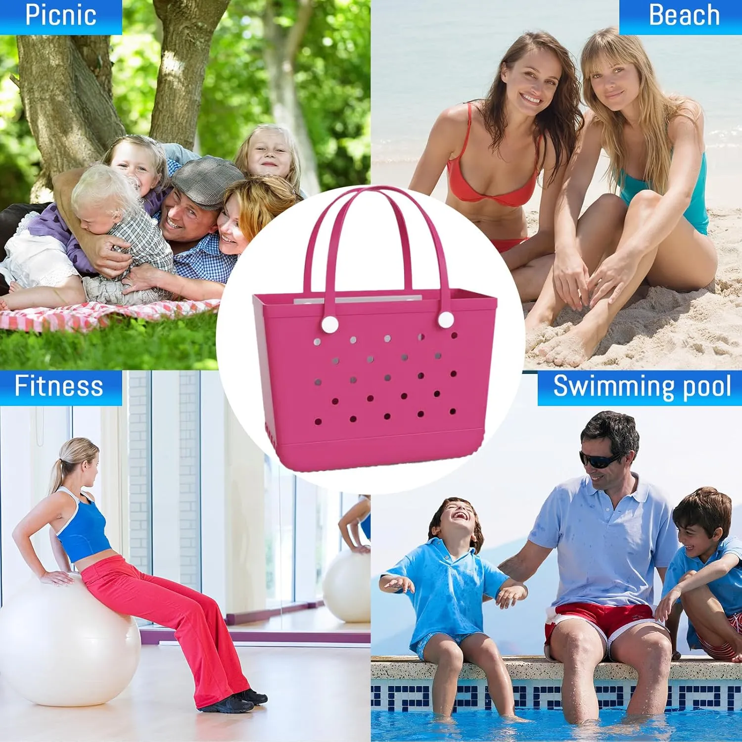 X-Large Rubber Tote Bag Waterproof Beach Washable Handbag Storage Bags Durable Modern Travel SportsTote Bag