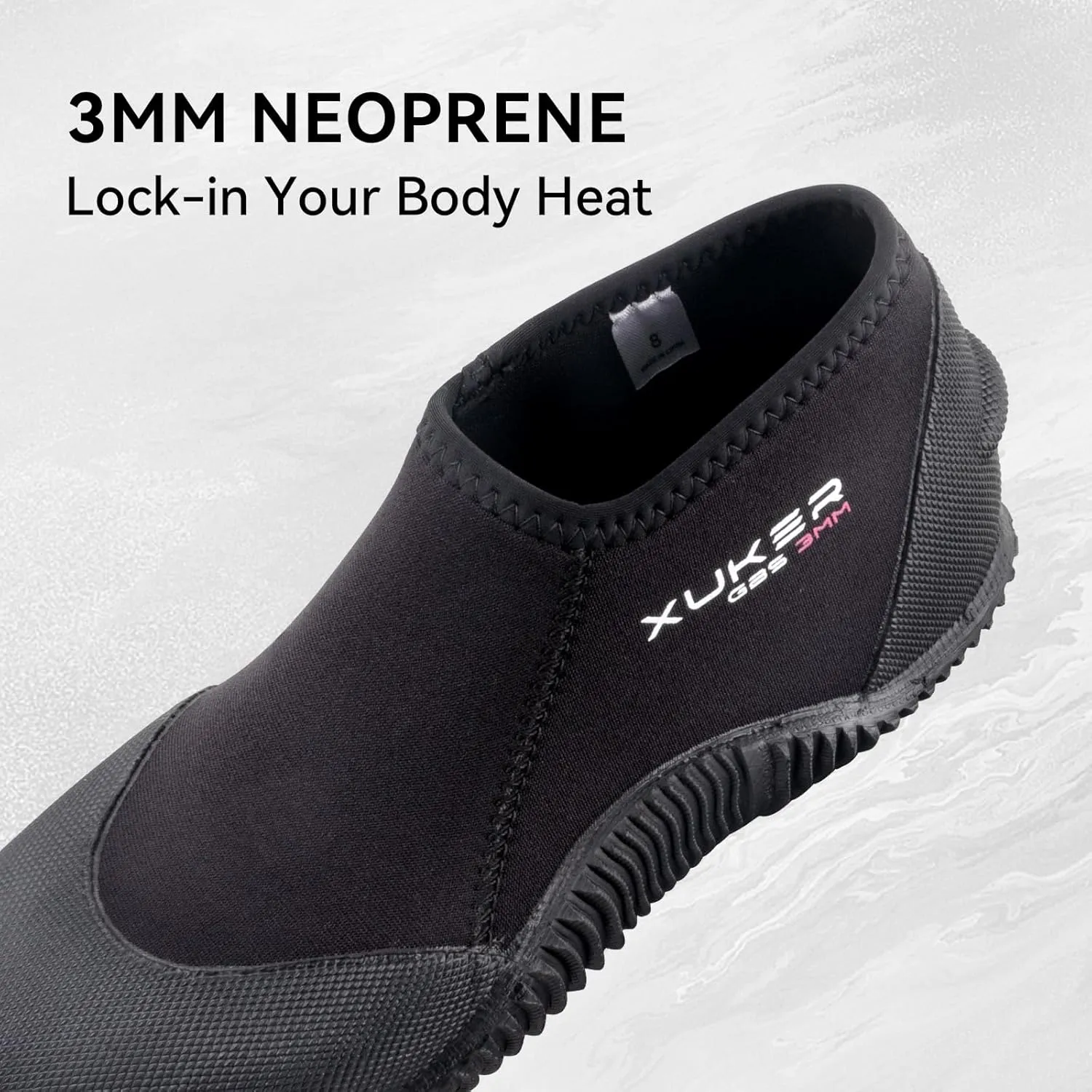 XUKER Neoprene Diving Boots Men Women 3mm Wetsuit Booties GBS Water Shoes with Anti-Slip Sole Sand Beach Shoes for Scuba Diving Snorkeling Rafting, Windsurfing