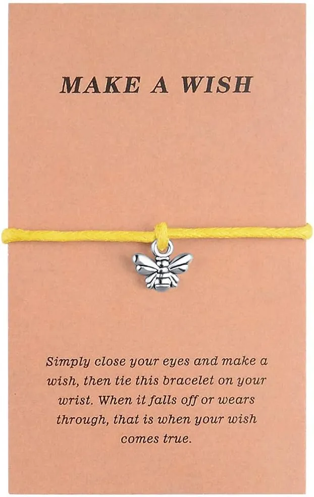 YJT Bee Wish Bracelet Bee String Bracelet Bee Lovers Jewelry for Women Mom Handmade Jewelry Adjustable